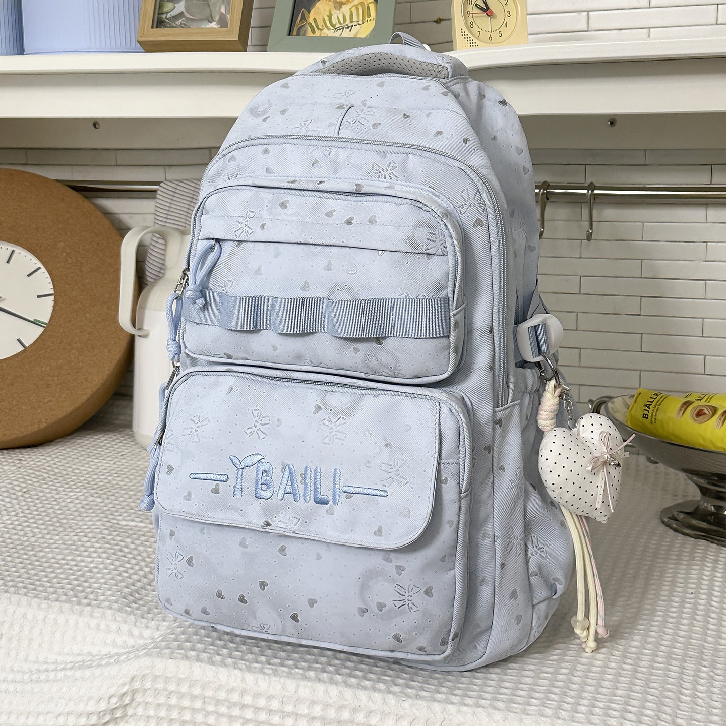 Multi-Fach Fach Texturierten Schul Rucksack