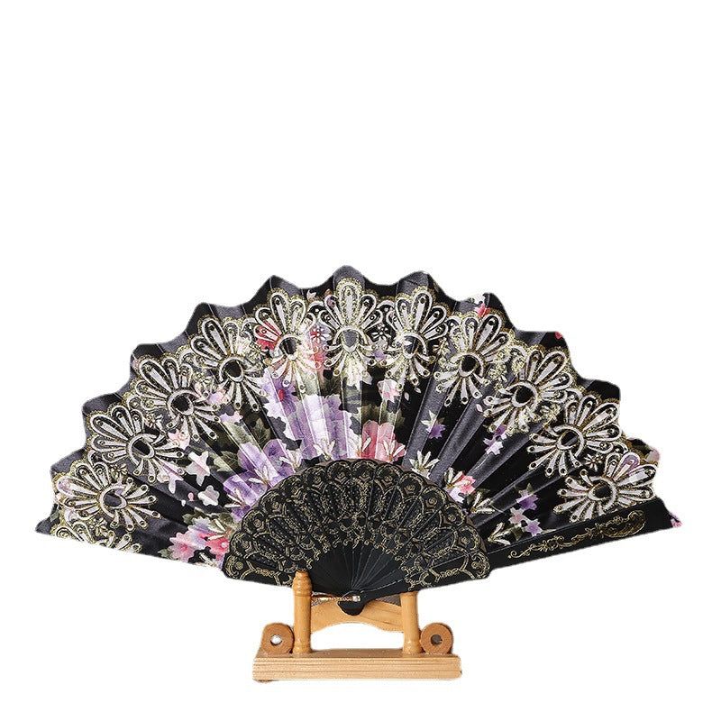 Damen Eleganter Handfächer mit aufwendigen floralen Mustern Brehn