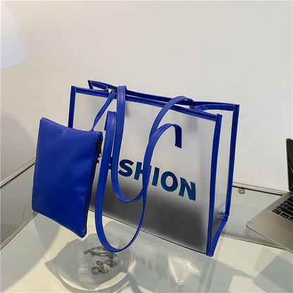 Moderne transparente Tragetasche mit Tasche