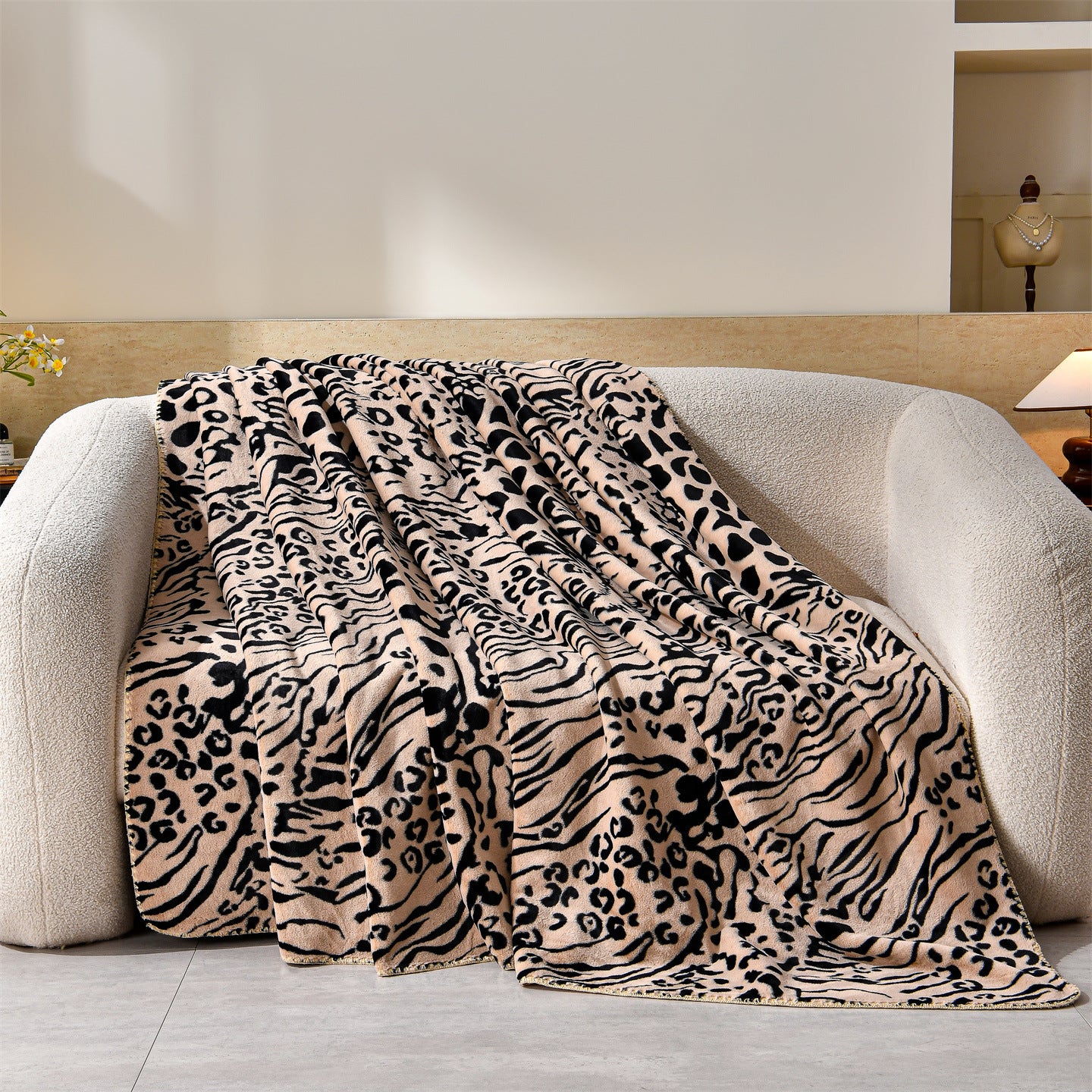 Luxus Leopardenmuster Fleece-Wurfdecke Brehn