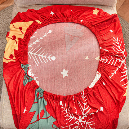 Elastische Stuhlhussen mit Weihnachtsmotiv für hohe Rückenlehnen