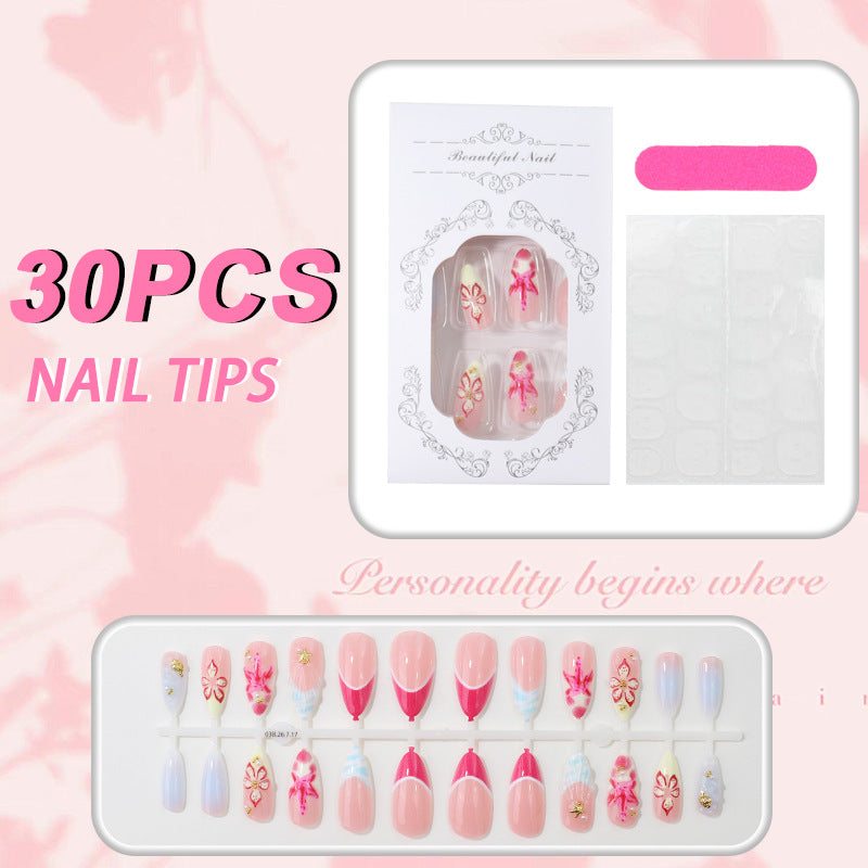 Künstlerische florale Press-On Nagelspitzen Brehn