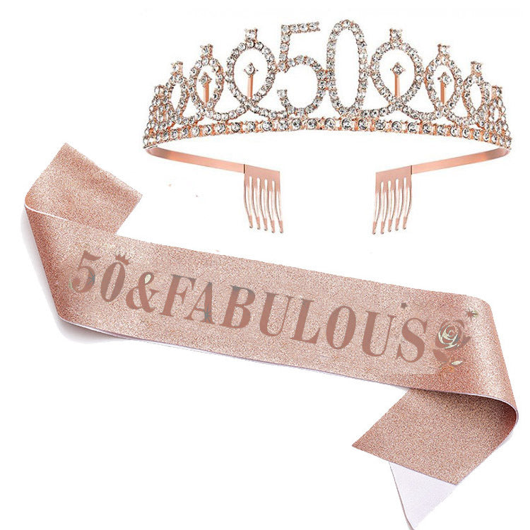 Damen Glitzernde Geburtstagstiaraset mit Sash Brehn
