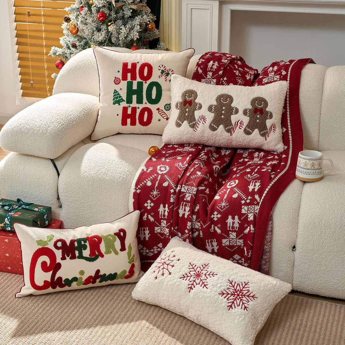 Festlicher getufteter Chenille Merry Christmas Nackenstützkissen