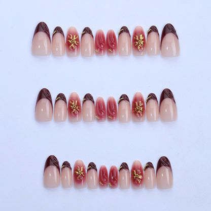 Künstlerisches Press-On-Nagelset mit elegantem floralen Design