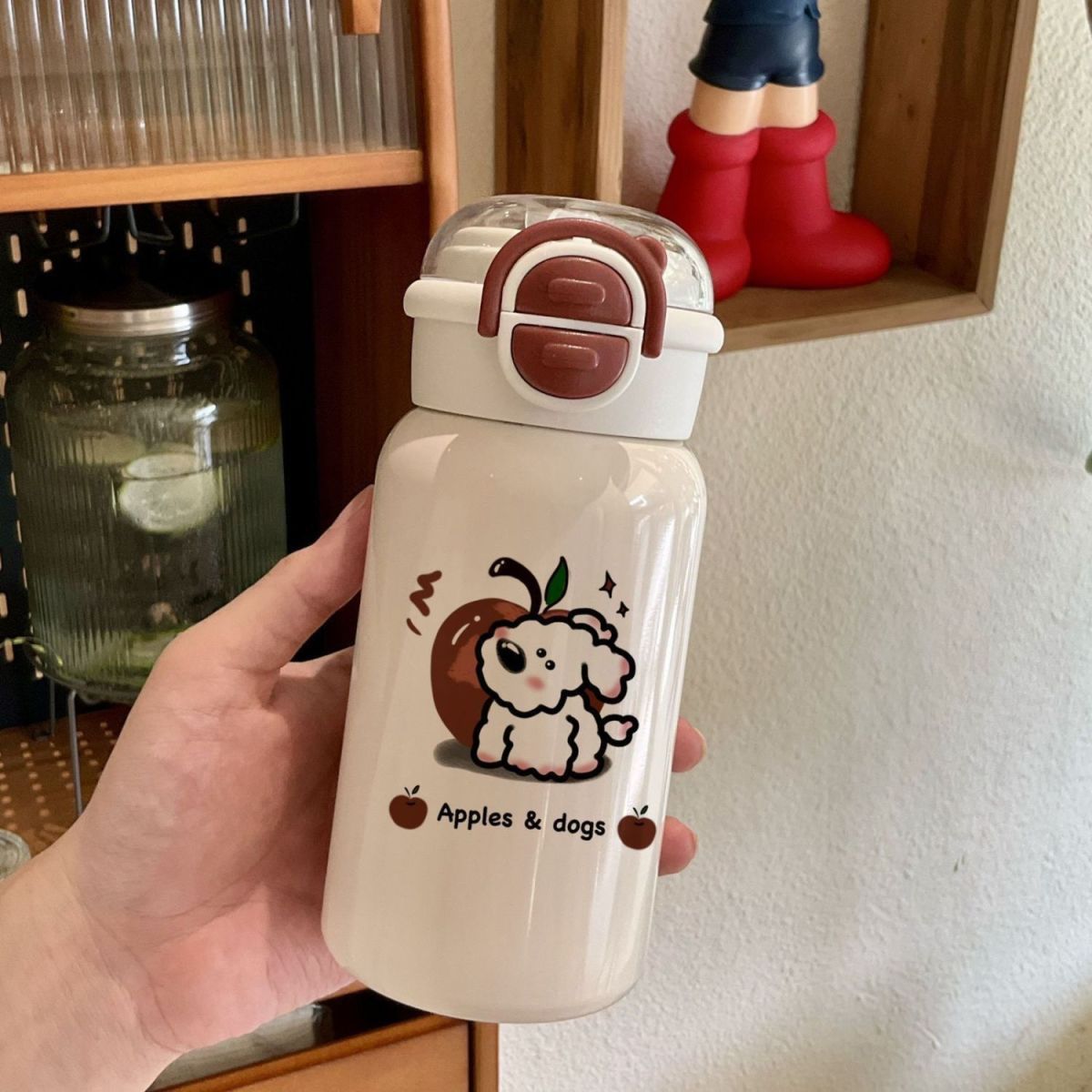 Damen Trinkflasche mit süßem Tiermotiv und innovativem Verschlusssystem Brehn