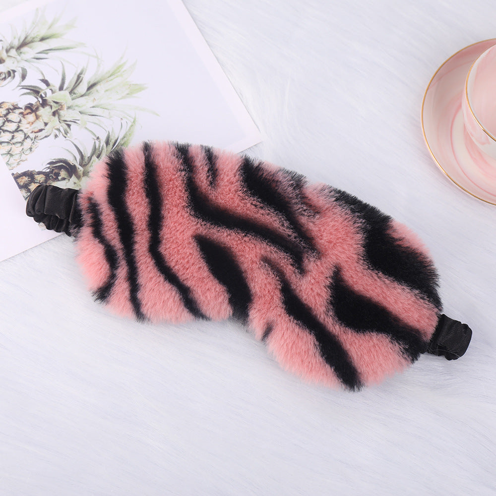 Damen nan luxuriöse Kunstfell Schlafmaske mit Leopardenmuster, extra weicher Polsterung und elastischem Komfortband Brehn