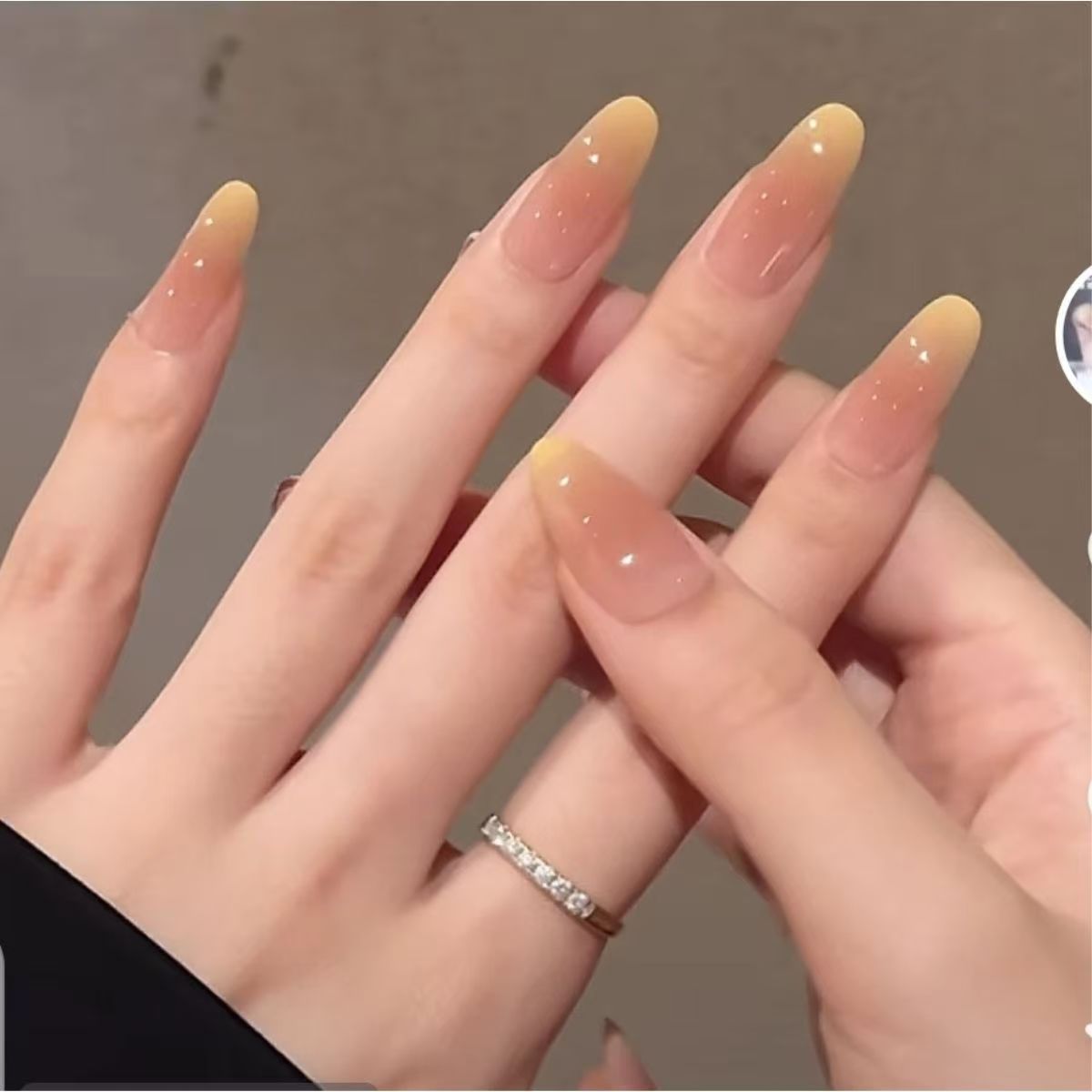 Dekorative Lange Stiletto Press-On Nägel mit Silberakzenten Brehn