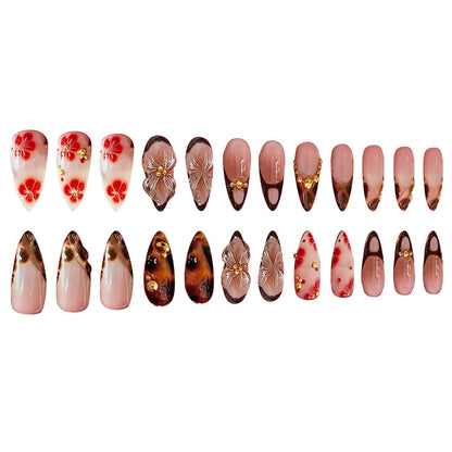 Künstlerisches 3D Blütenpress-on Nagelkunst-Set Brehn