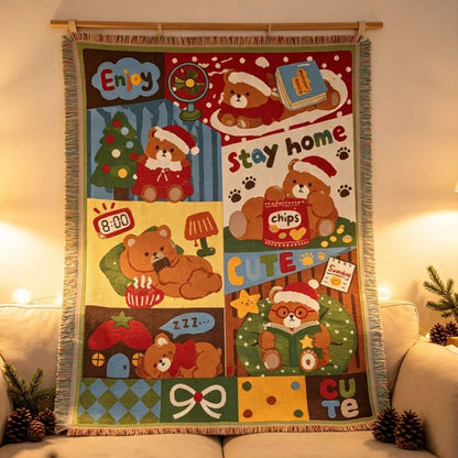 Gemütliche Cartoon-Themen Woven Throw-Decke