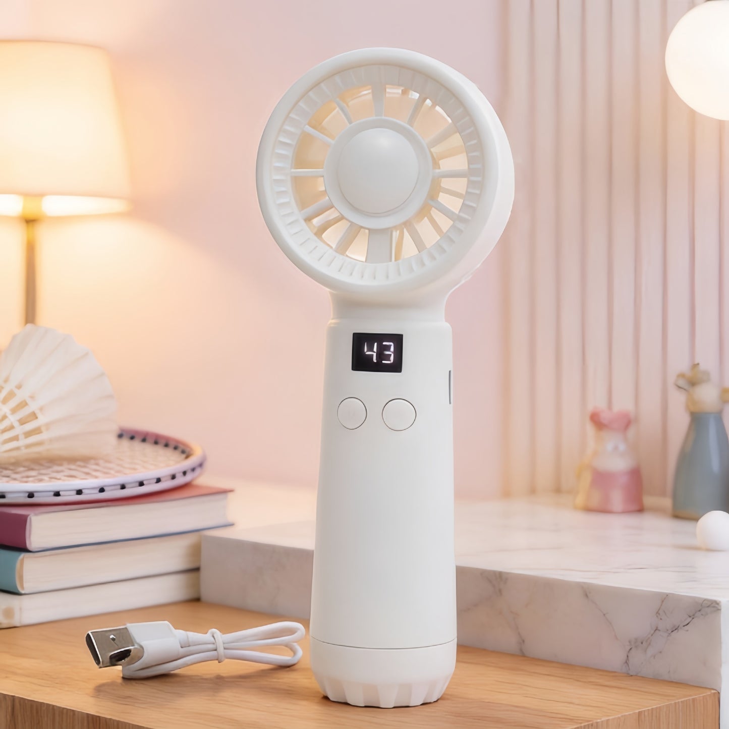 Damen Tragbarer Mini-Handventilator mit LCD-Display Brehn