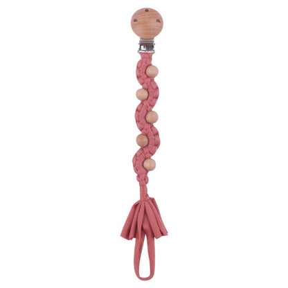 Makramee Boho Holzperlen Schnullerhalter Clip mit Metal Sicherheitsklemme
