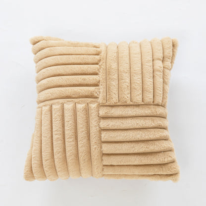 Plüsch Faux Fur Gerippter Quadrat-Wurfkissen mit Kanal-Quilt-Struktur