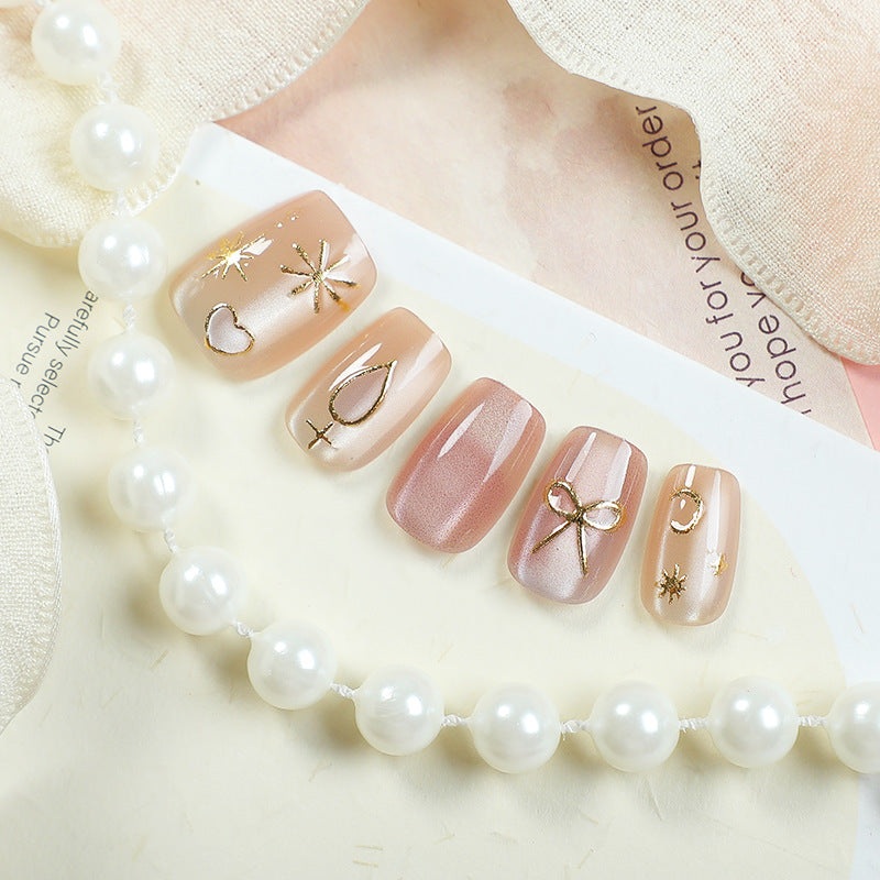 Elegantes Glitter-Akzent Press-On Nagelset