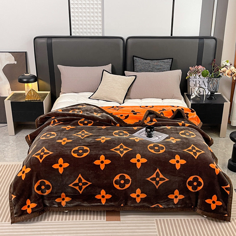 Blumengemusterte Fleece-Wurfdecke Brehn