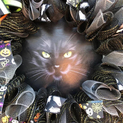 LED Illuminierte Halloween Katzenkranz
