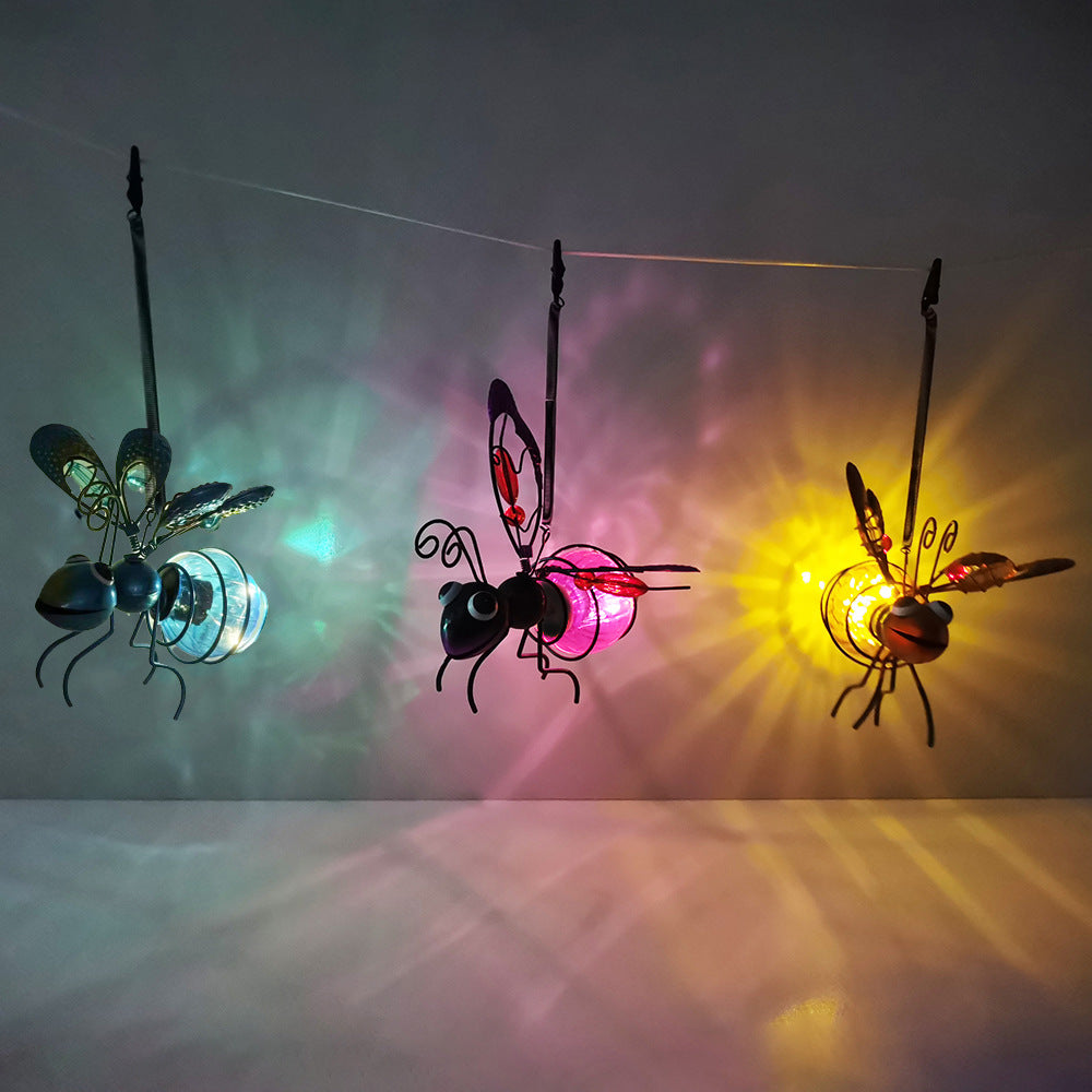 Verspielt hängendes Glas Bienen Solargartenlaterne Ornament Brehn