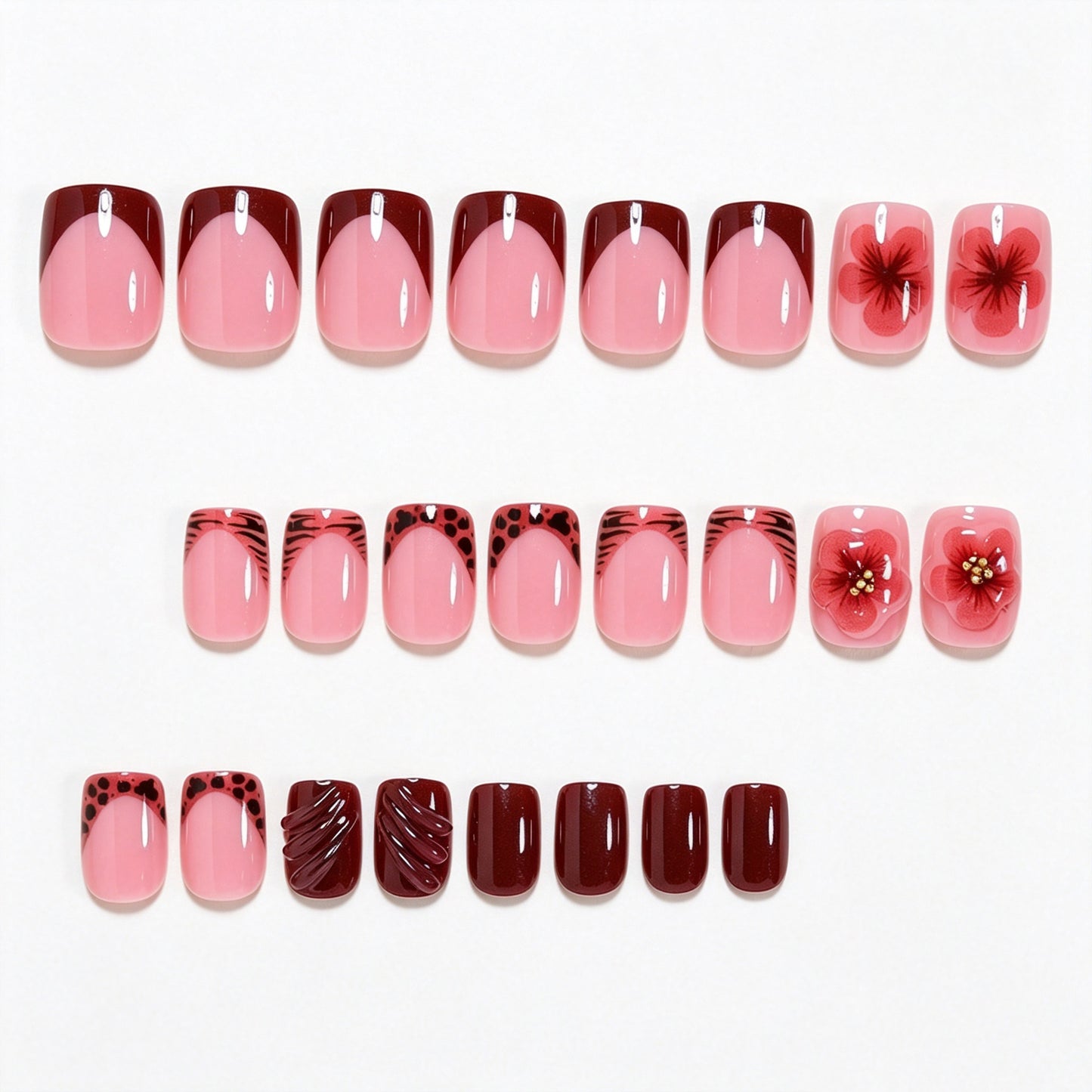 Dekoratives florales Press-On-Nagelkunst-Set Brehn