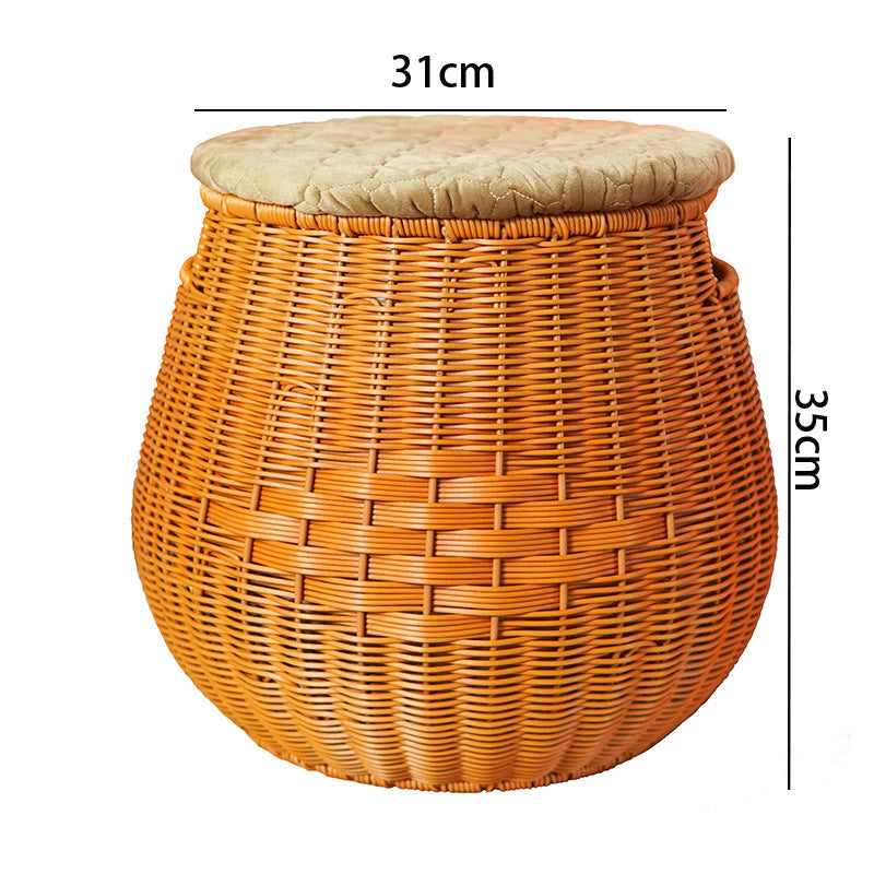 Gemütlicher Rattan Aufbewahrungshocker Brehn