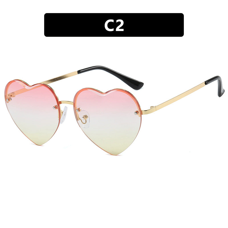 Damen Herzförmige Sonnenbrille mit verspiegelten Gläsern und modischem Metallrahmen Brehn