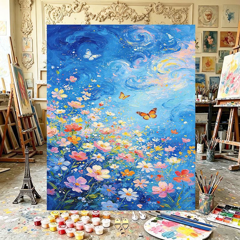 Lebendige florale Wirbel-Leinwandkunst Brehn