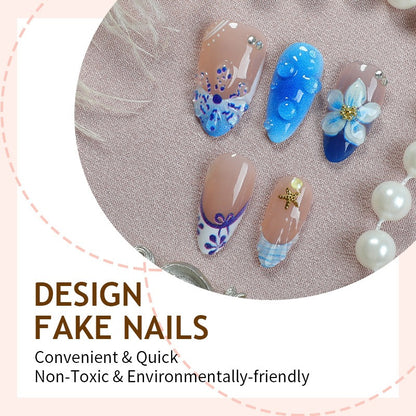 Kunstnagelset mit maritimen Designs und floralen Akzenten Brehn