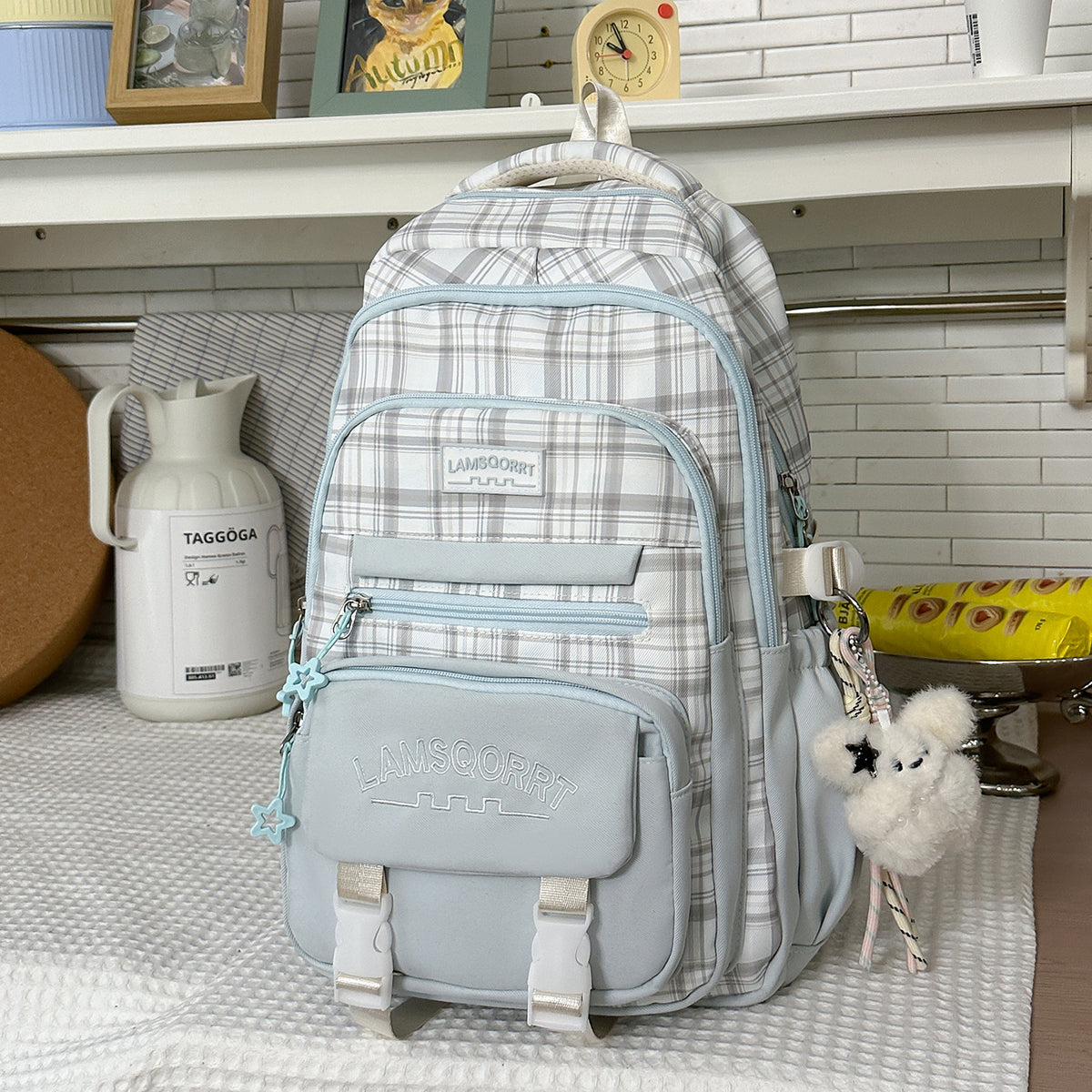 Stylische Karomuster-Rucksack Brehn