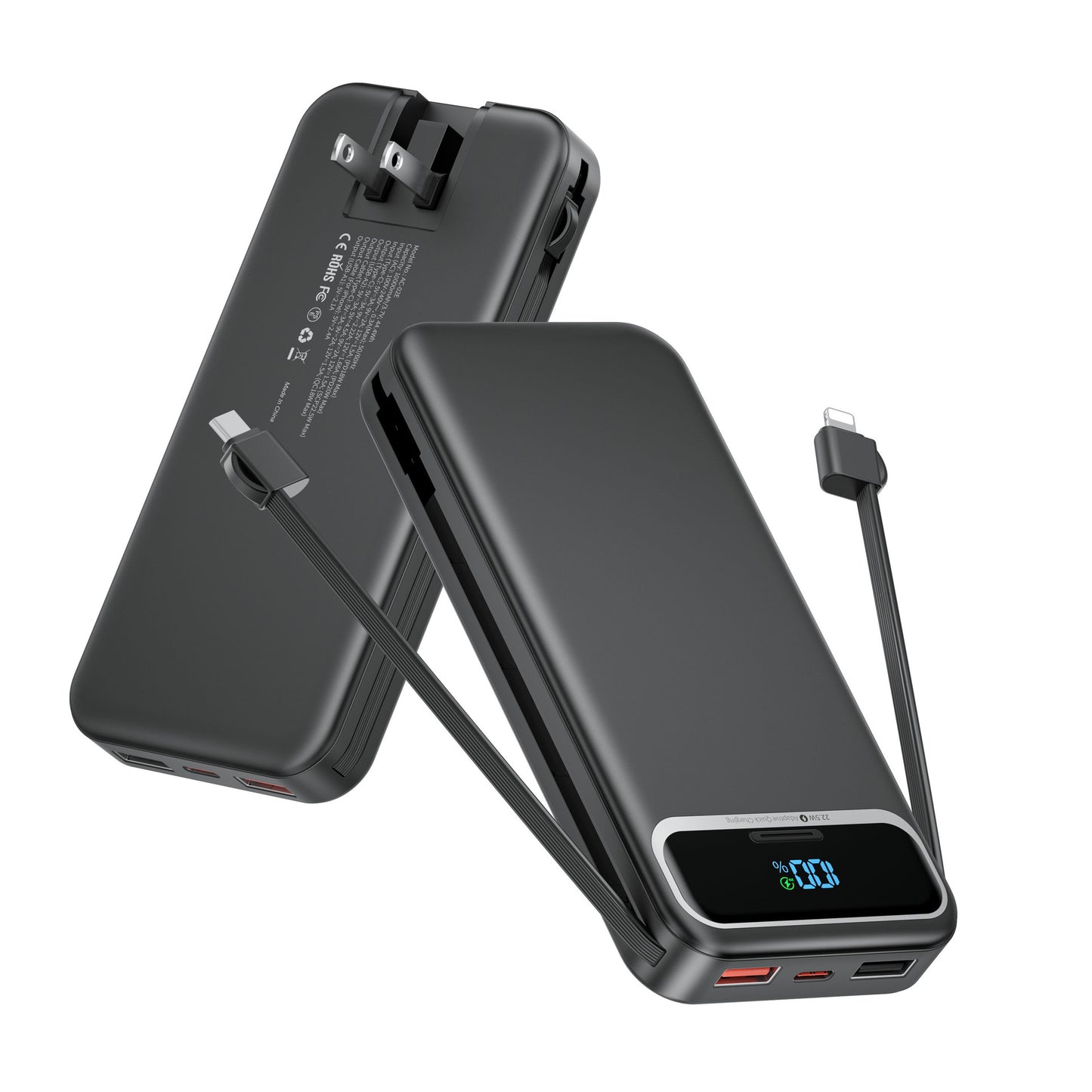 Powerbank mit Integriertem Ladegerät und Lcd-Display Brehn