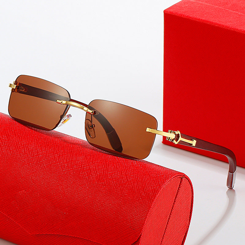 Damen modische Halbrahmen-Sonnenbrille mit luxuriösem Metall- und Kunststoffrahmen Brehn