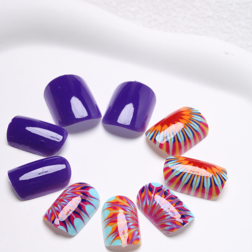 Künstlerische Tie-Dye Press-On Nägel Brehn