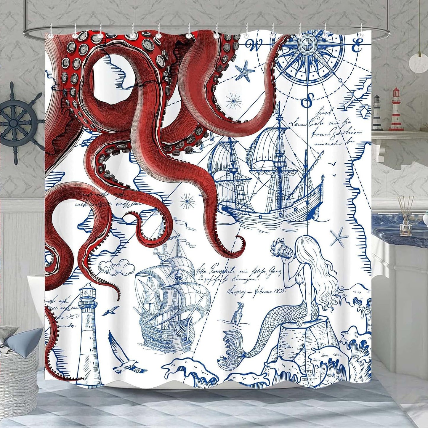 Ocean-Theme Duschvorhang Brehn