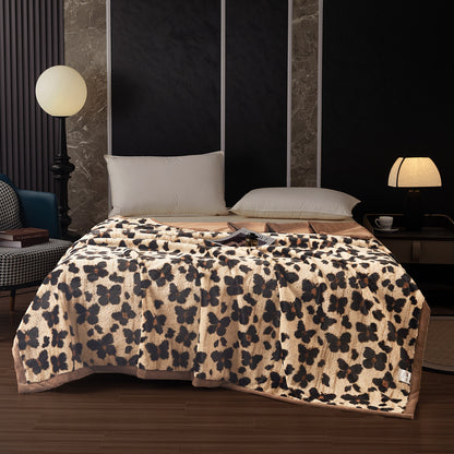 Plüsch-Mikrofaser-Fleece-Wurfdecke mit Silhouette-Blumenmuster