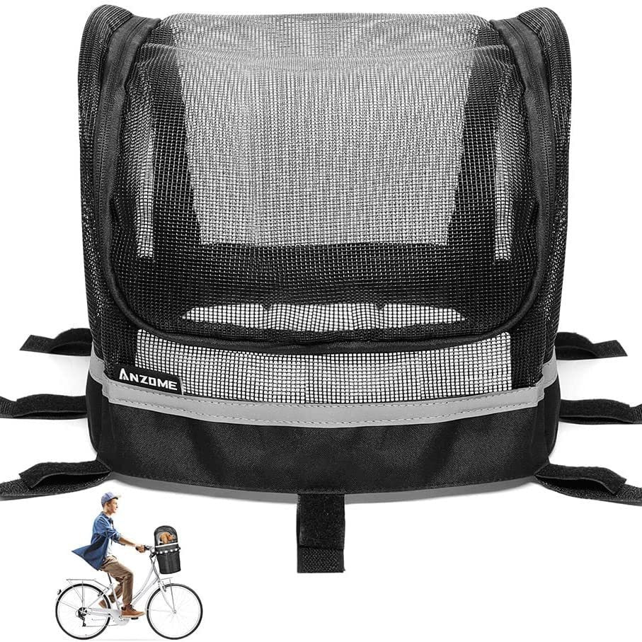 front-mount Fahrrad Haustierträgerkorb mit Netzhaube, reflektierendem Besatz und verstellbaren Riemen Brehn