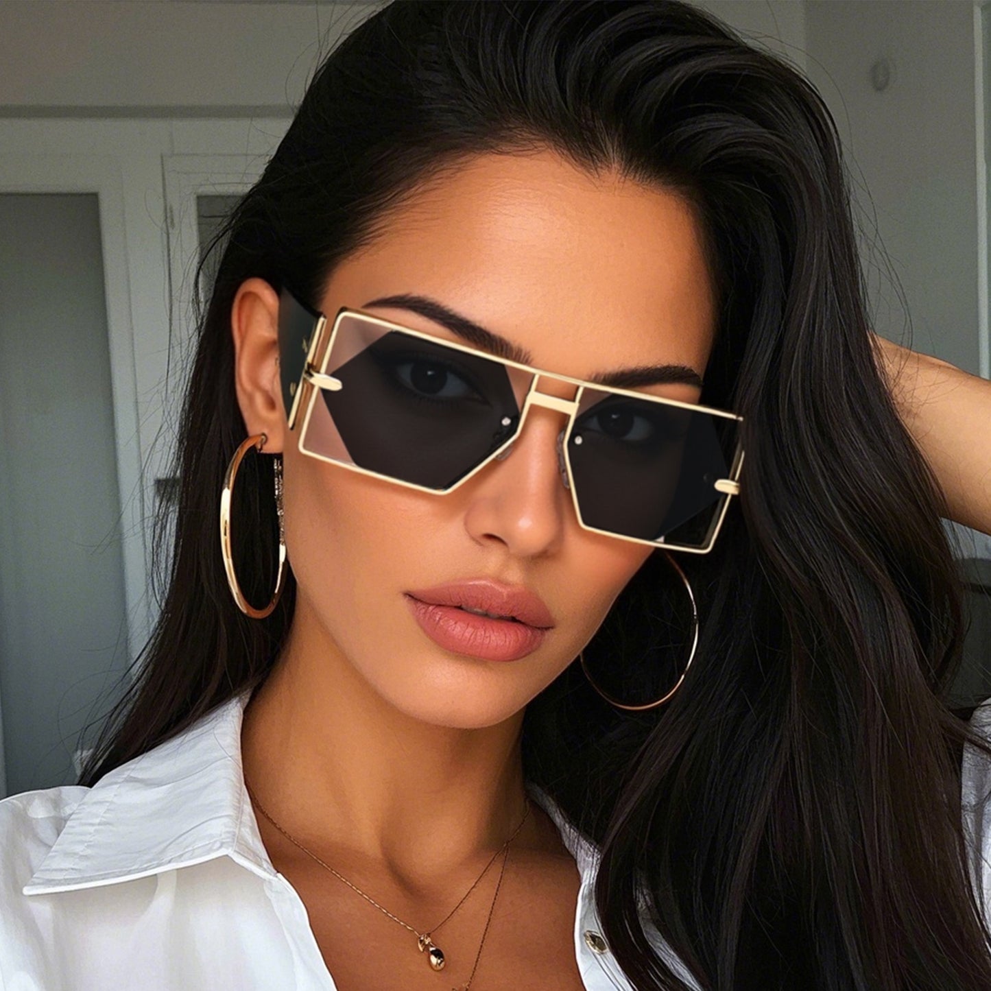 Geometrische Shield-Sonnenbrille mit hochwertigem Metallrahmen Brehn