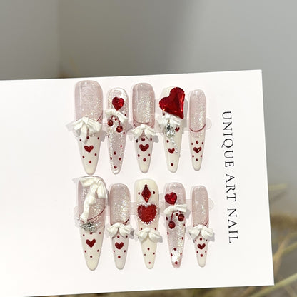 Herz-Themen bewegliche Press-on-Nagelset