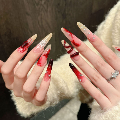Kreatives Halloween-Themen Press-On Nagel-Kunst Set