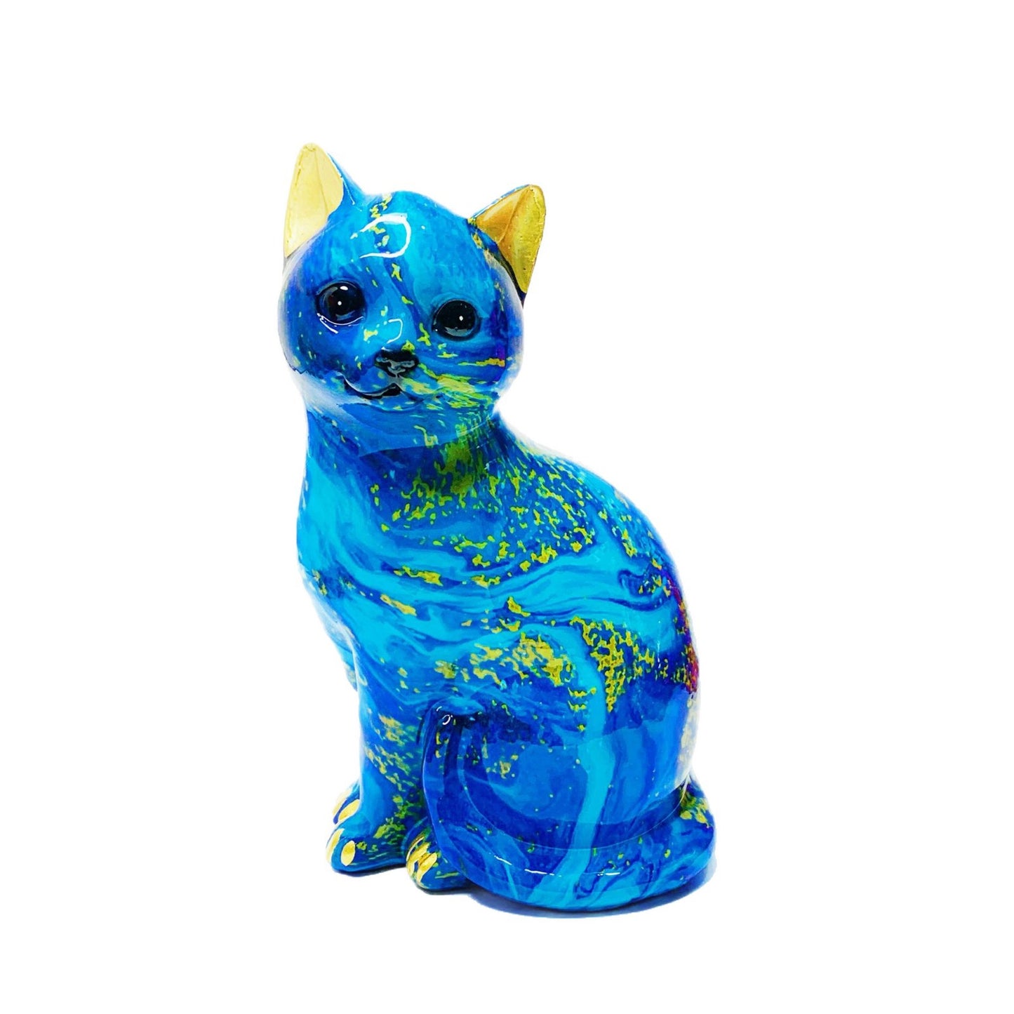 Künstlerische Katzenfigur in lebhaftem Design Brehn