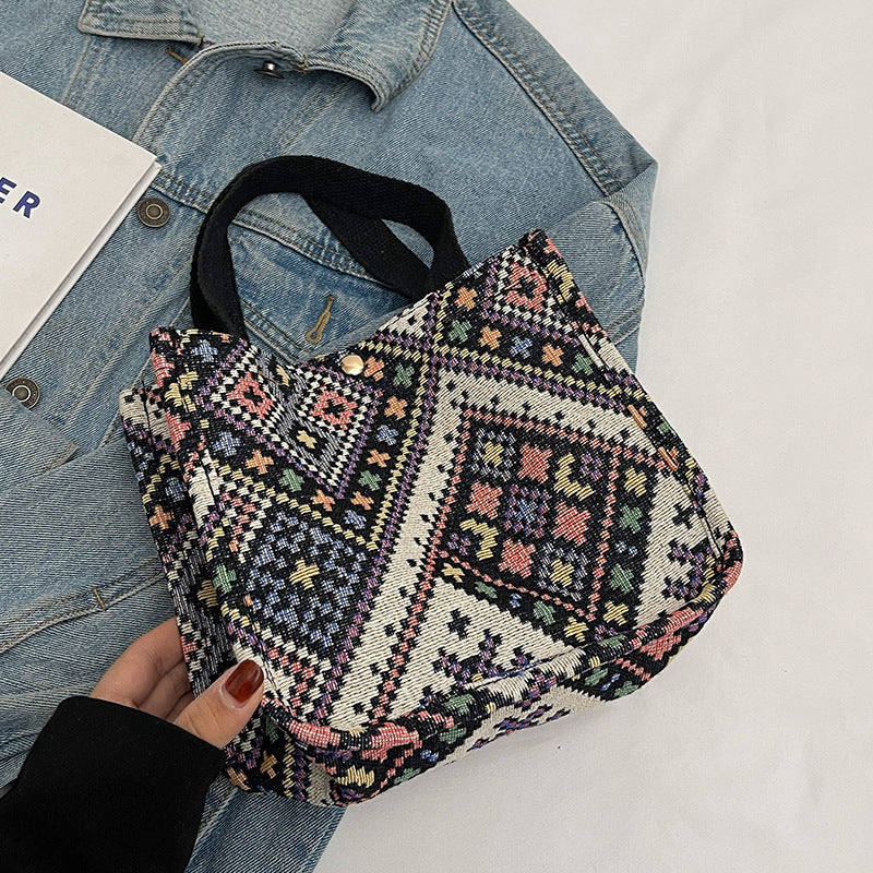 Handgefertigte geometrisch gemusterte Tote Bag