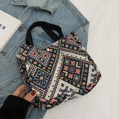 Handgefertigte geometrisch gemusterte Tote Bag