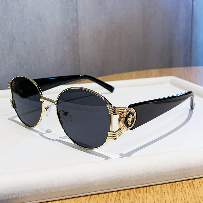 Damen elegante Sonnenbrille mit luxuriösem Metallrahmen und verspiegelten Gläsern Brehn