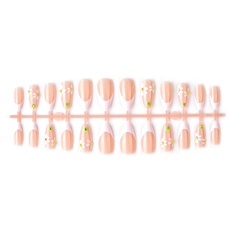 Künstlerisches, mit Blumen verziertes Press-On Nagelset Brehn
