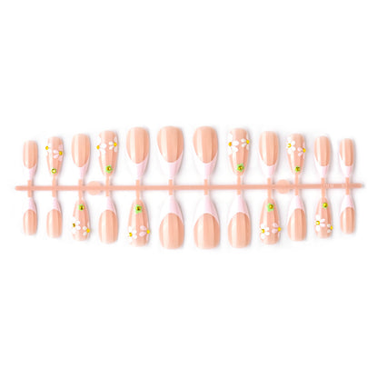 Künstlerisches, mit Blumen verziertes Press-On Nagelset Brehn