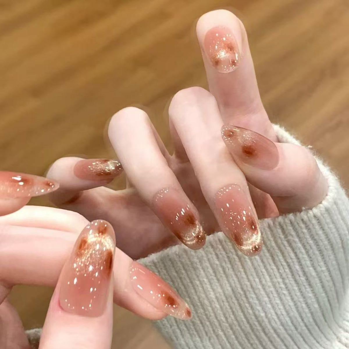 Elegante Ombre Glitzer Press-On Nägel Brehn