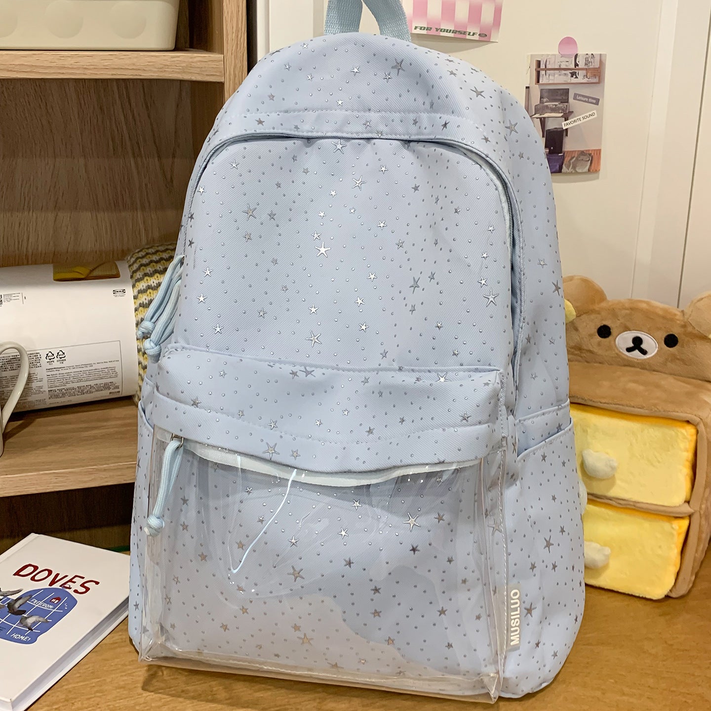 Transparenter Tasche Stern-gedruckter Rucksack Brehn
