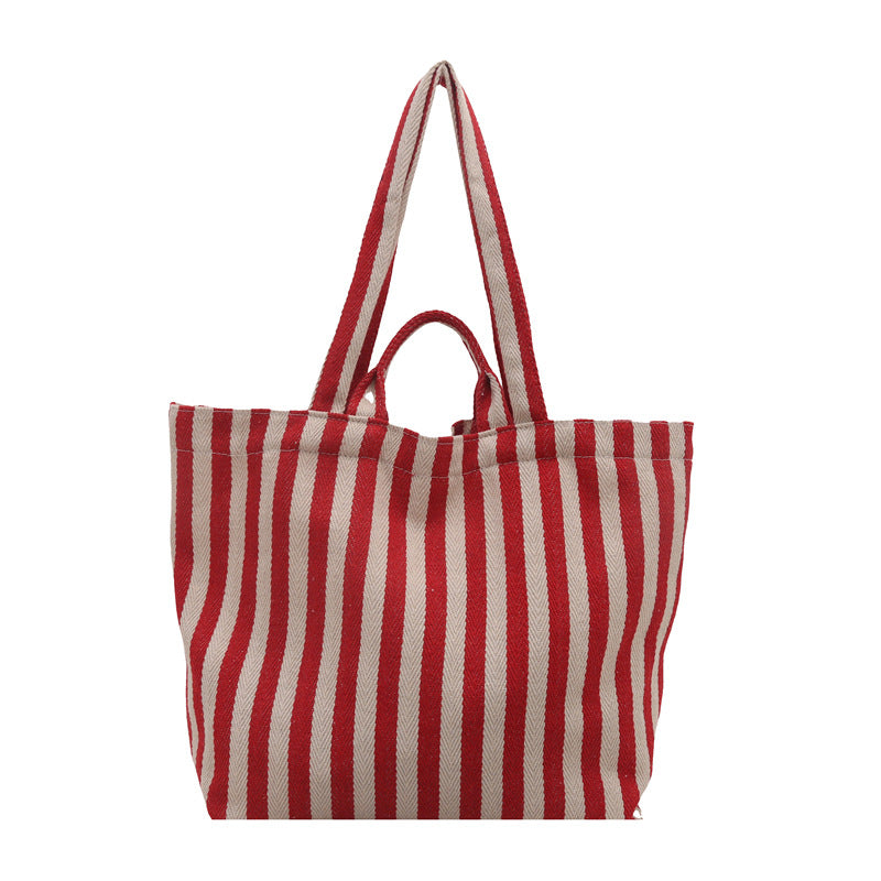 Langlebige gestreifte Canvas Strandtasche