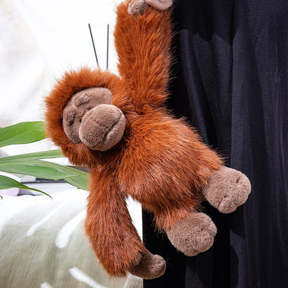 Plüsch sitzender Gorilla Spielzeug mit langem Kunstfell und weichem Füllmaterial Brehn