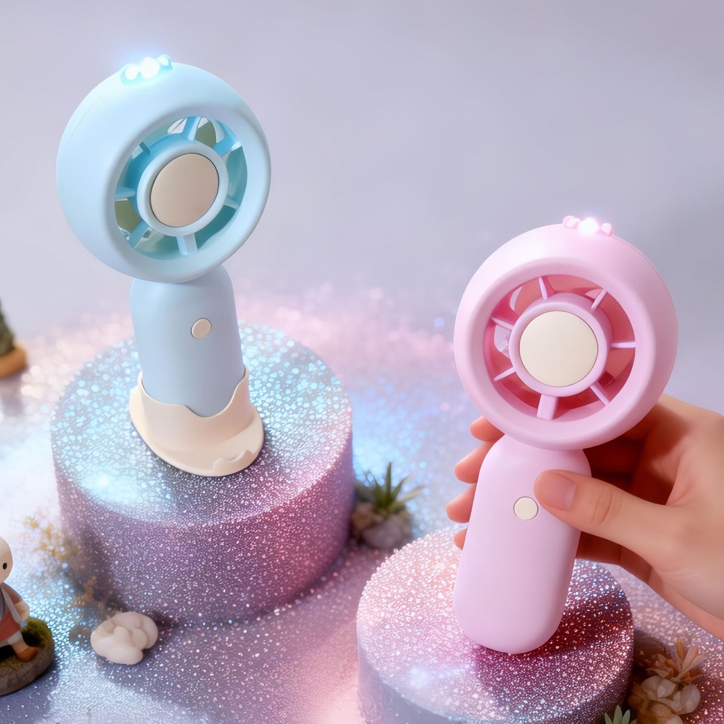 Damen Tragbarer Mini-Lüfter mit USB-Ladefunktion und LEDs Brehn