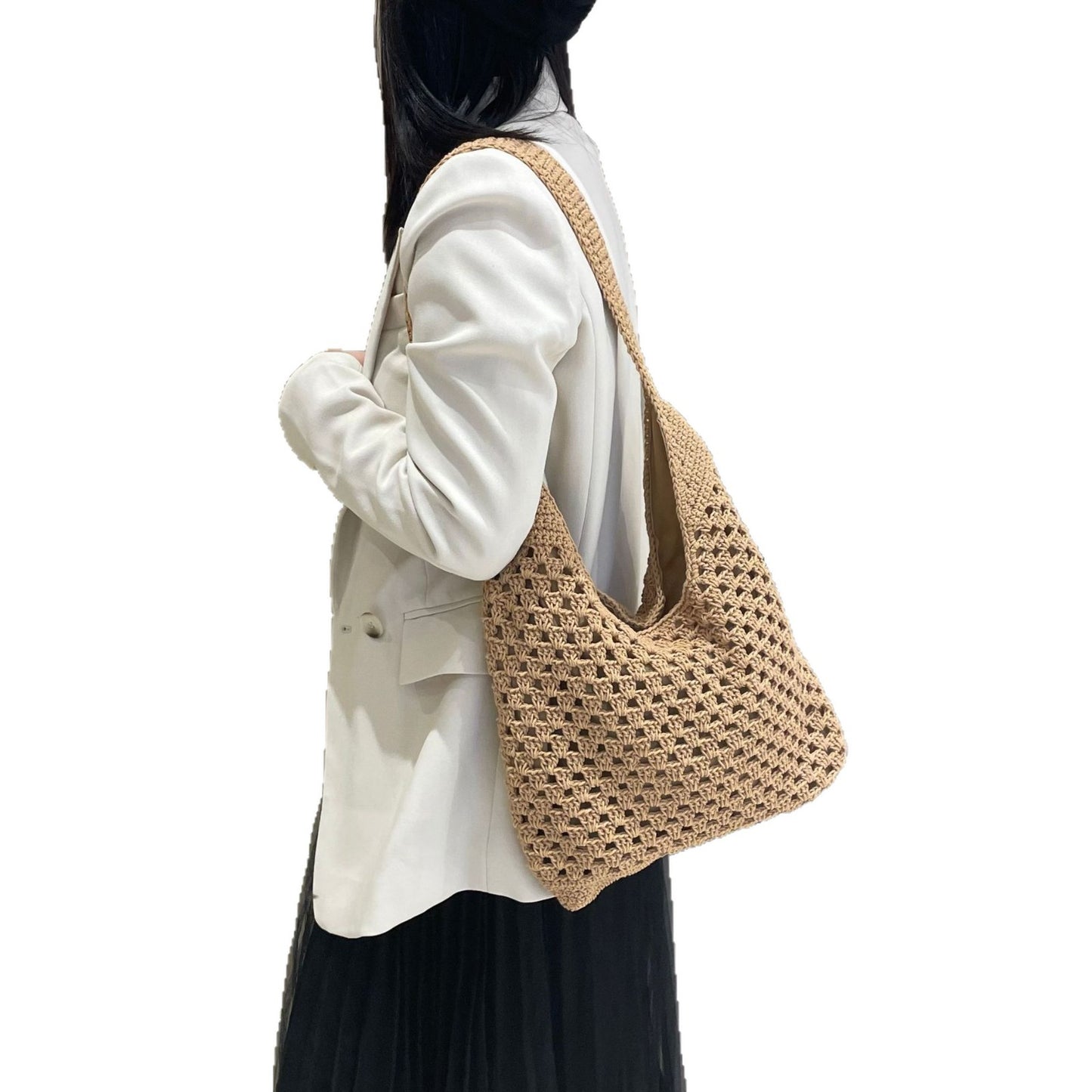 Handgeknüpfte Schultertasche Im Gehäkelten Design Brehn