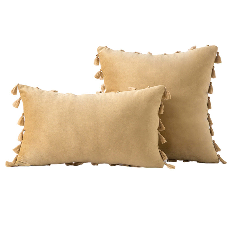 Velvet Quaste-Trim Quadrat und Lenden Dekokissen Set
