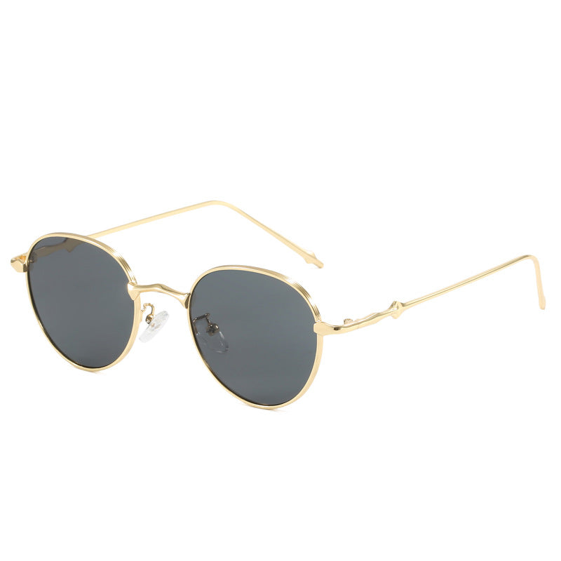 Damen elegante runde Sonnenbrille mit modischem Metallrahmen Brehn